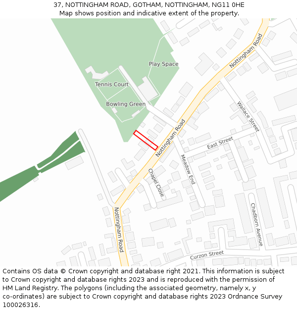 37, NOTTINGHAM ROAD, GOTHAM, NOTTINGHAM, NG11 0HE: Location map and indicative extent of plot