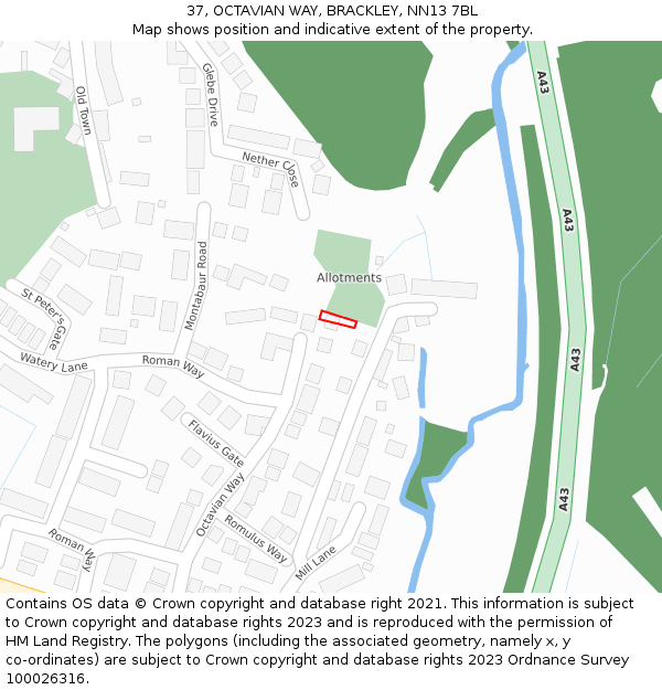 37, OCTAVIAN WAY, BRACKLEY, NN13 7BL: Location map and indicative extent of plot
