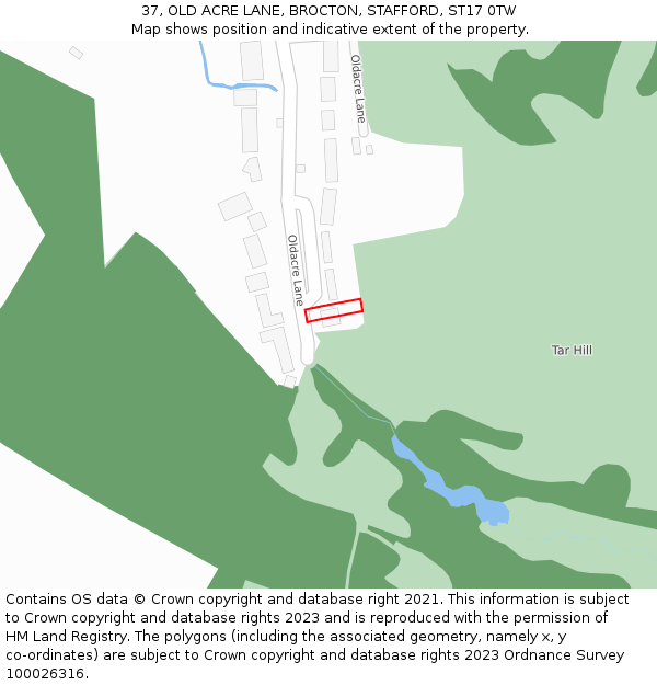 37, OLD ACRE LANE, BROCTON, STAFFORD, ST17 0TW: Location map and indicative extent of plot