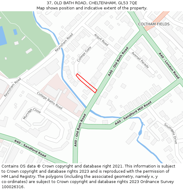 37, OLD BATH ROAD, CHELTENHAM, GL53 7QE: Location map and indicative extent of plot