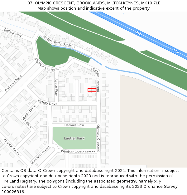 37, OLYMPIC CRESCENT, BROOKLANDS, MILTON KEYNES, MK10 7LE: Location map and indicative extent of plot