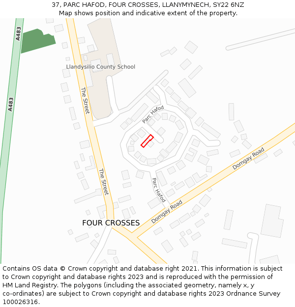 37, PARC HAFOD, FOUR CROSSES, LLANYMYNECH, SY22 6NZ: Location map and indicative extent of plot