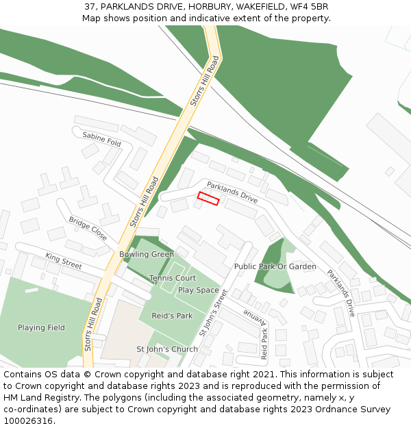 37, PARKLANDS DRIVE, HORBURY, WAKEFIELD, WF4 5BR: Location map and indicative extent of plot