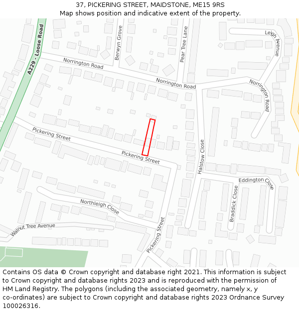 37, PICKERING STREET, MAIDSTONE, ME15 9RS: Location map and indicative extent of plot