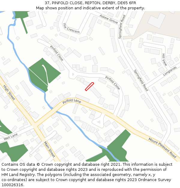 37, PINFOLD CLOSE, REPTON, DERBY, DE65 6FR: Location map and indicative extent of plot