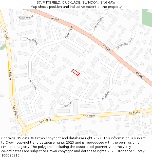 37, PITTSFIELD, CRICKLADE, SWINDON, SN6 6AW: Location map and indicative extent of plot