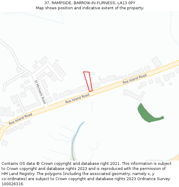 37, RAMPSIDE, BARROW-IN-FURNESS, LA13 0PY: Location map and indicative extent of plot