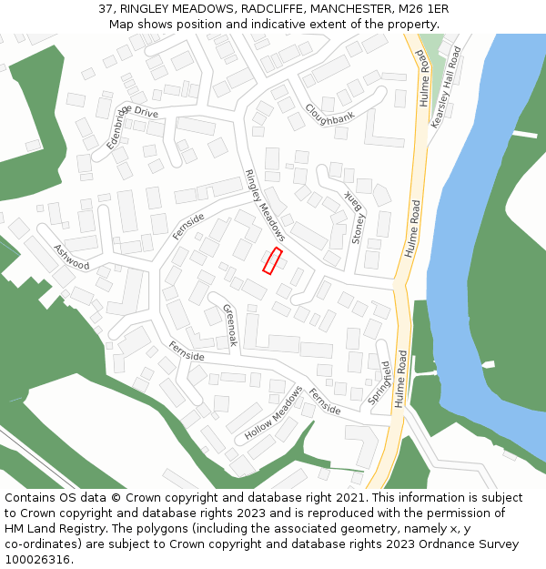 37, RINGLEY MEADOWS, RADCLIFFE, MANCHESTER, M26 1ER: Location map and indicative extent of plot