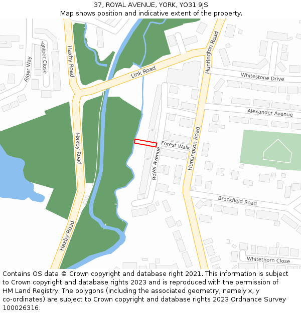 37, ROYAL AVENUE, YORK, YO31 9JS: Location map and indicative extent of plot