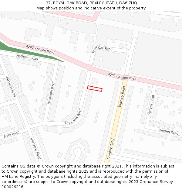 37, ROYAL OAK ROAD, BEXLEYHEATH, DA6 7HQ: Location map and indicative extent of plot