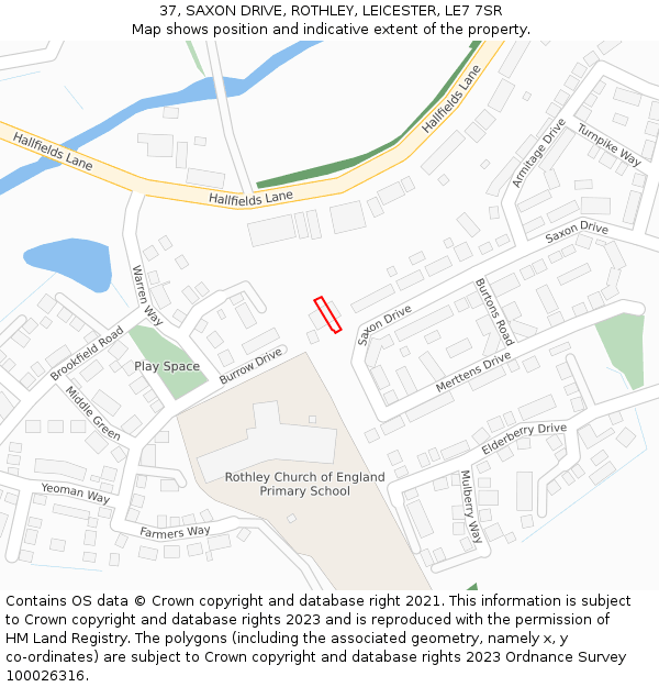 37, SAXON DRIVE, ROTHLEY, LEICESTER, LE7 7SR: Location map and indicative extent of plot