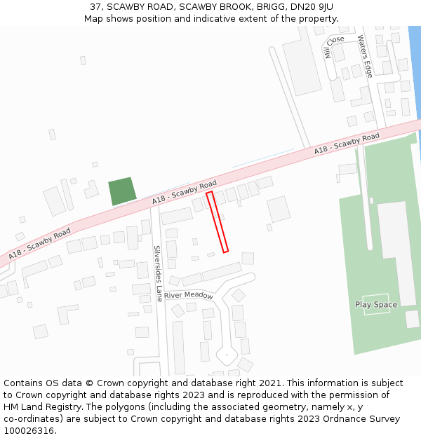 37, SCAWBY ROAD, SCAWBY BROOK, BRIGG, DN20 9JU: Location map and indicative extent of plot