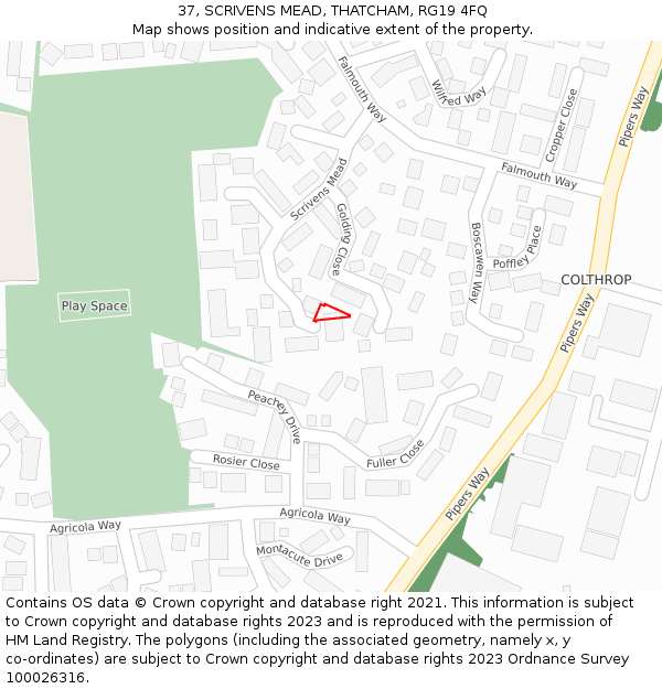 37, SCRIVENS MEAD, THATCHAM, RG19 4FQ: Location map and indicative extent of plot