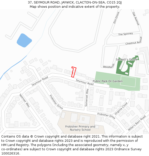 37, SEYMOUR ROAD, JAYWICK, CLACTON-ON-SEA, CO15 2QJ: Location map and indicative extent of plot