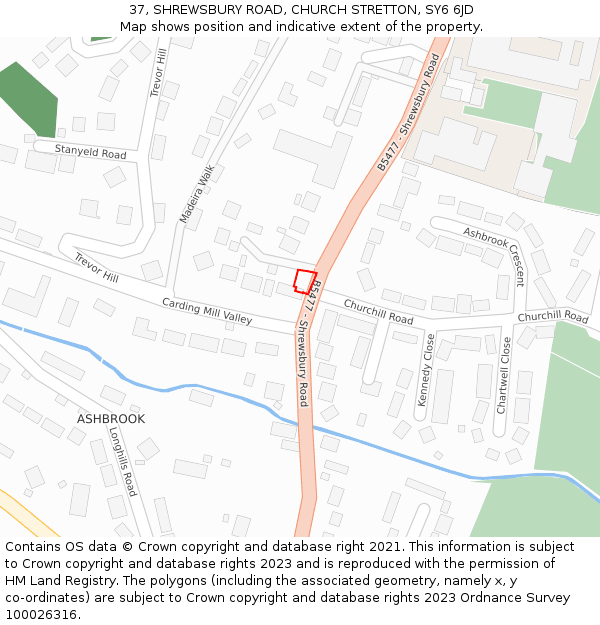 37, SHREWSBURY ROAD, CHURCH STRETTON, SY6 6JD: Location map and indicative extent of plot