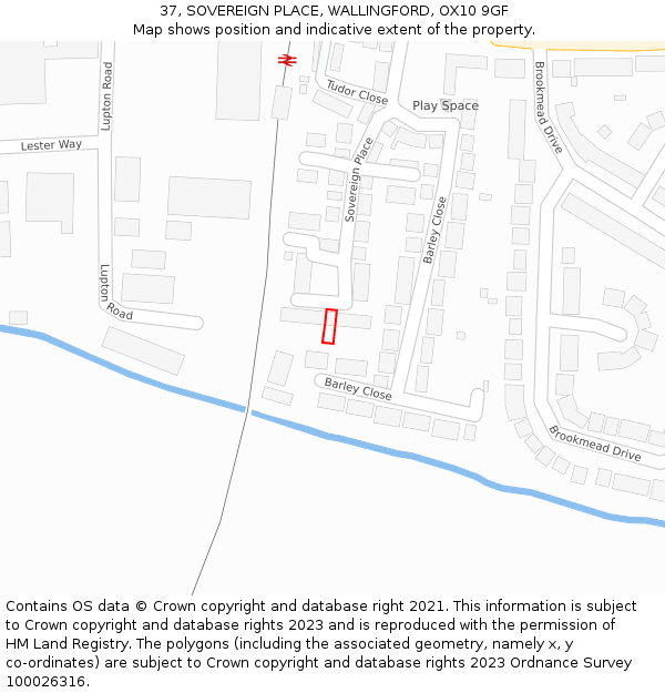 37, SOVEREIGN PLACE, WALLINGFORD, OX10 9GF: Location map and indicative extent of plot