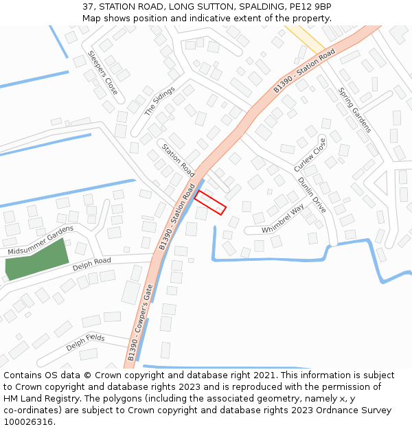 37, STATION ROAD, LONG SUTTON, SPALDING, PE12 9BP: Location map and indicative extent of plot