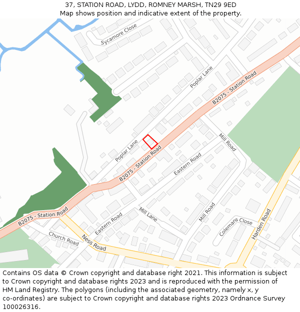 37, STATION ROAD, LYDD, ROMNEY MARSH, TN29 9ED: Location map and indicative extent of plot