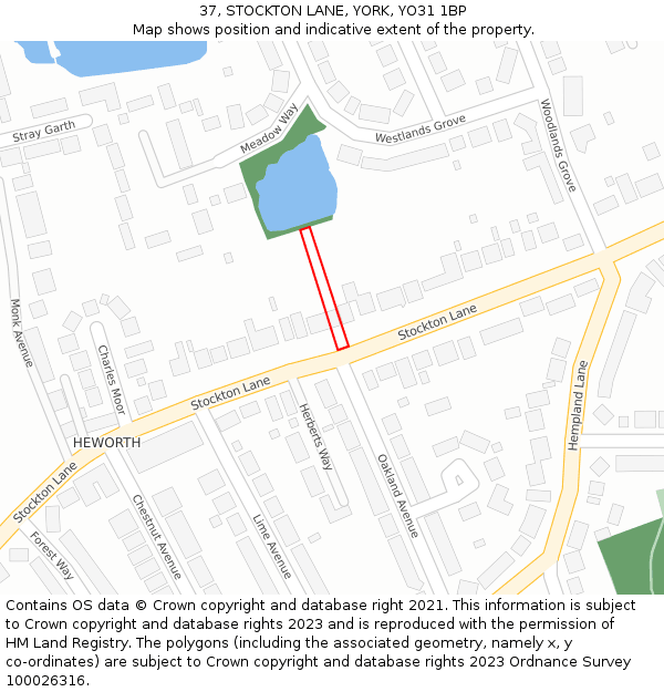 37, STOCKTON LANE, YORK, YO31 1BP: Location map and indicative extent of plot