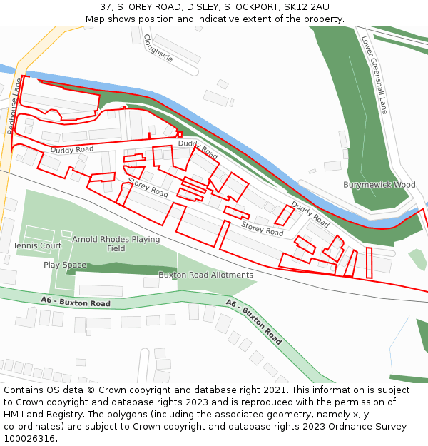 37, STOREY ROAD, DISLEY, STOCKPORT, SK12 2AU: Location map and indicative extent of plot