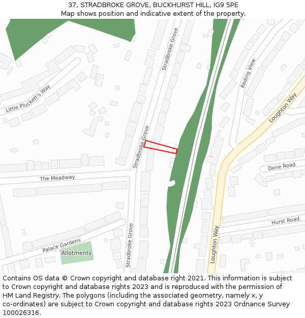 37, STRADBROKE GROVE, BUCKHURST HILL, IG9 5PE: Location map and indicative extent of plot