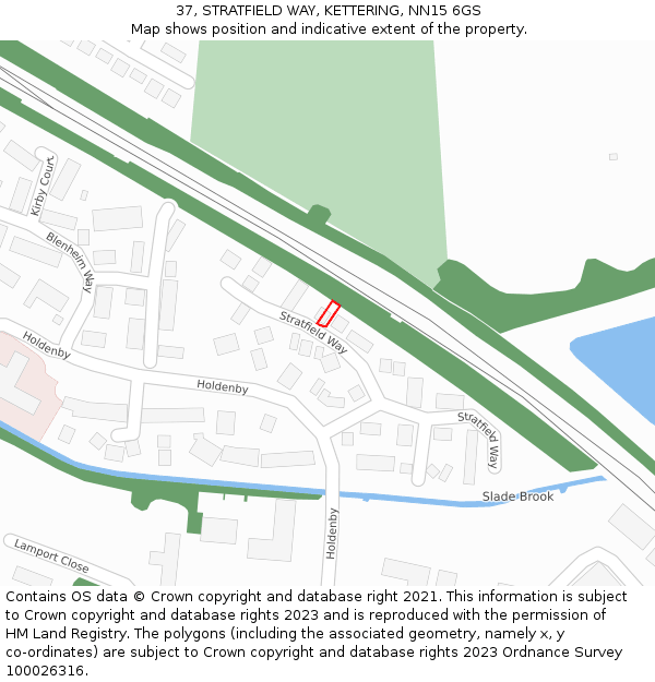 37, STRATFIELD WAY, KETTERING, NN15 6GS: Location map and indicative extent of plot