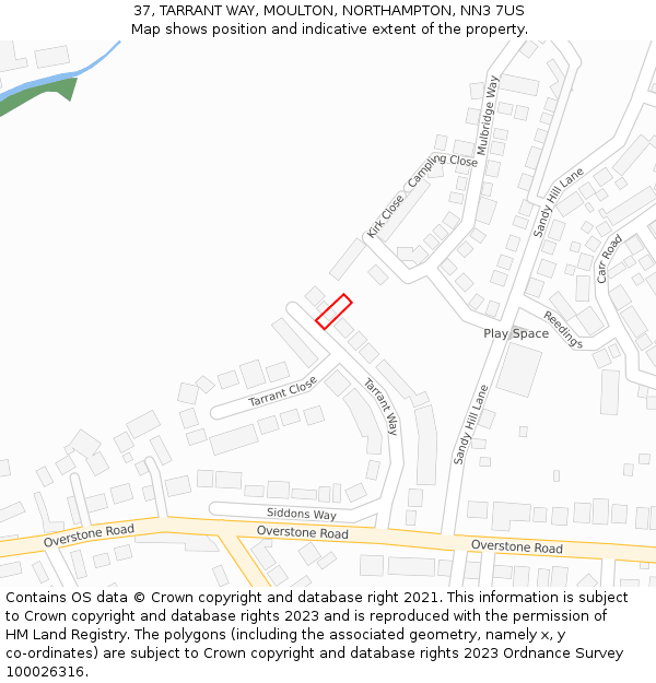 37, TARRANT WAY, MOULTON, NORTHAMPTON, NN3 7US: Location map and indicative extent of plot