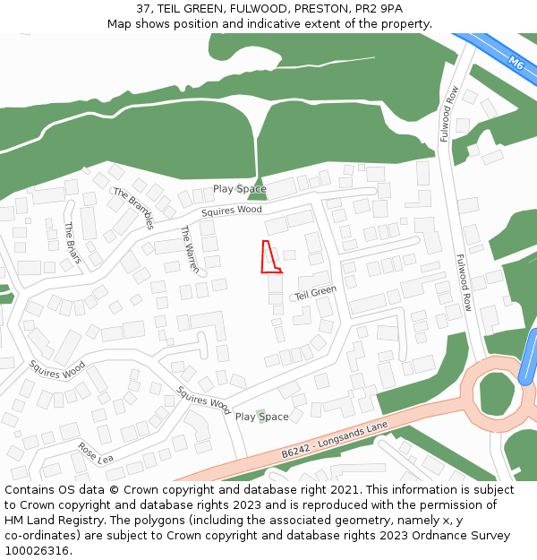 37, TEIL GREEN, FULWOOD, PRESTON, PR2 9PA: Location map and indicative extent of plot