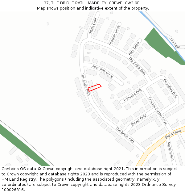 37, THE BRIDLE PATH, MADELEY, CREWE, CW3 9EL: Location map and indicative extent of plot