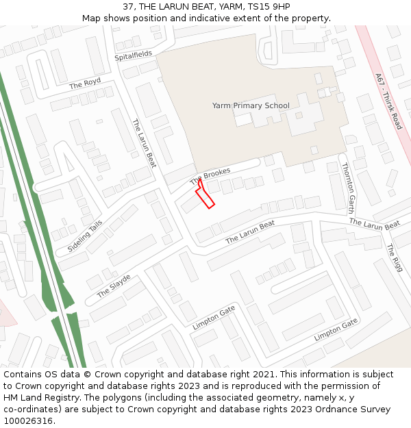 37, THE LARUN BEAT, YARM, TS15 9HP: Location map and indicative extent of plot