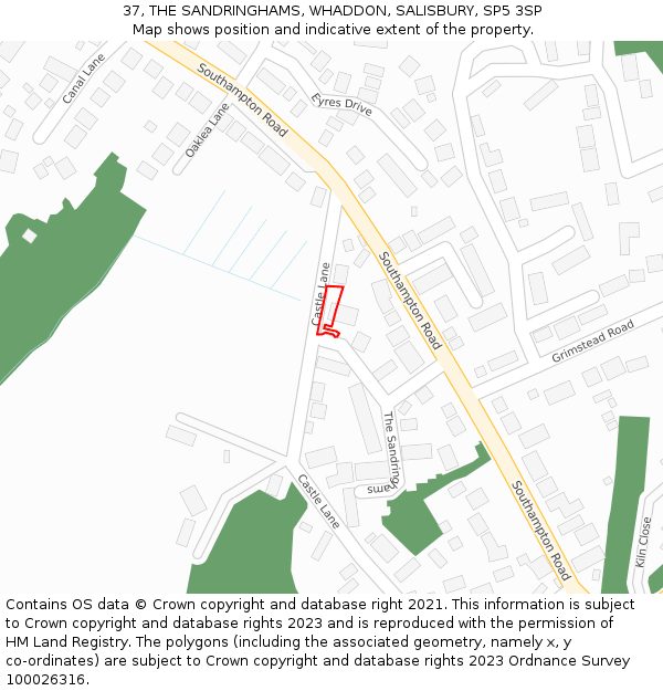 37, THE SANDRINGHAMS, WHADDON, SALISBURY, SP5 3SP: Location map and indicative extent of plot