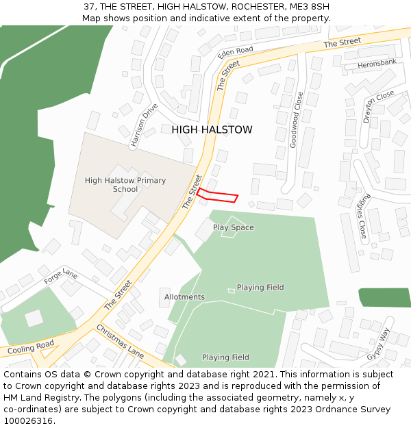 37, THE STREET, HIGH HALSTOW, ROCHESTER, ME3 8SH: Location map and indicative extent of plot