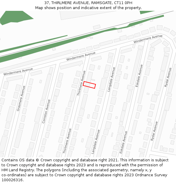 37, THIRLMERE AVENUE, RAMSGATE, CT11 0PH: Location map and indicative extent of plot