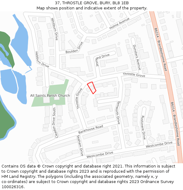 37, THROSTLE GROVE, BURY, BL8 1EB: Location map and indicative extent of plot