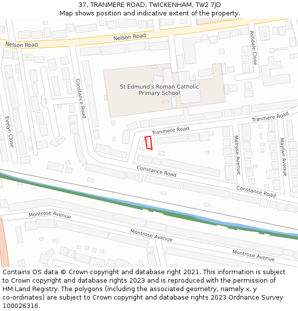 37, TRANMERE ROAD, TWICKENHAM, TW2 7JD: Location map and indicative extent of plot