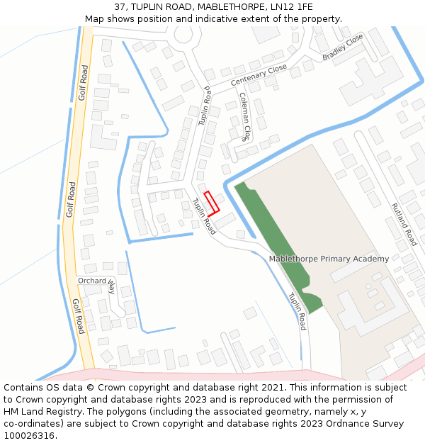 37, TUPLIN ROAD, MABLETHORPE, LN12 1FE: Location map and indicative extent of plot