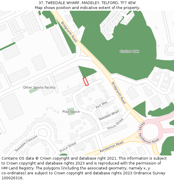 37, TWEEDALE WHARF, MADELEY, TELFORD, TF7 4EW: Location map and indicative extent of plot