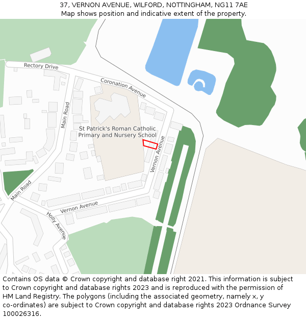 37, VERNON AVENUE, WILFORD, NOTTINGHAM, NG11 7AE: Location map and indicative extent of plot