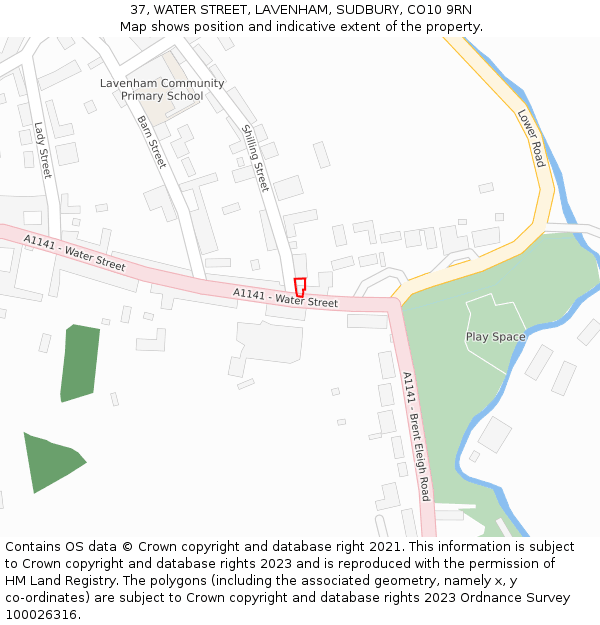 37, WATER STREET, LAVENHAM, SUDBURY, CO10 9RN: Location map and indicative extent of plot