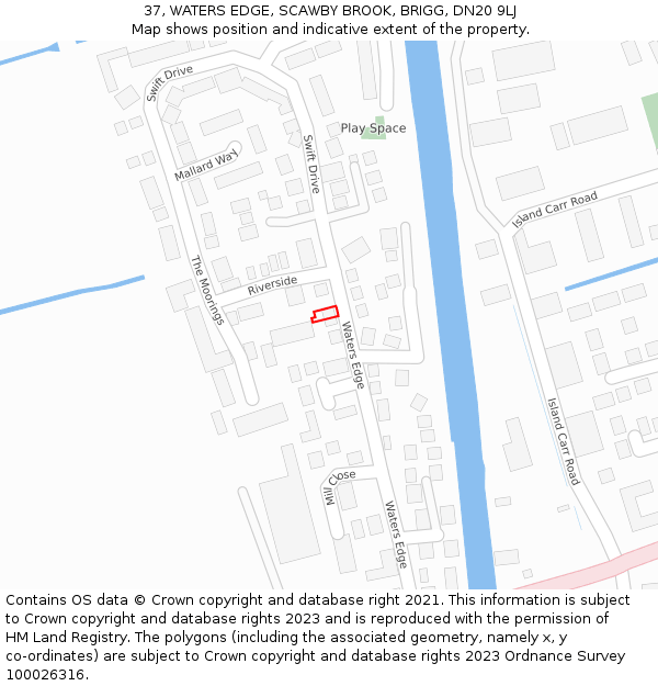 37, WATERS EDGE, SCAWBY BROOK, BRIGG, DN20 9LJ: Location map and indicative extent of plot
