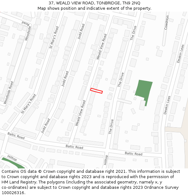 37, WEALD VIEW ROAD, TONBRIDGE, TN9 2NQ: Location map and indicative extent of plot
