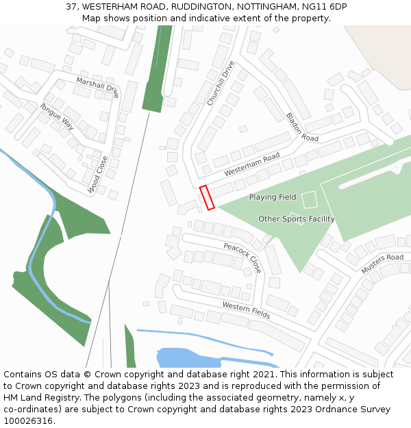 37, WESTERHAM ROAD, RUDDINGTON, NOTTINGHAM, NG11 6DP: Location map and indicative extent of plot