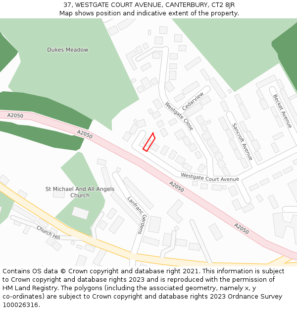 37, WESTGATE COURT AVENUE, CANTERBURY, CT2 8JR: Location map and indicative extent of plot