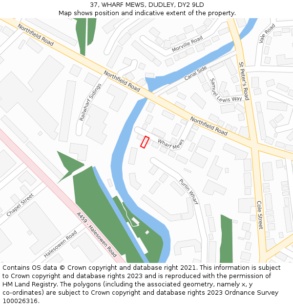 37, WHARF MEWS, DUDLEY, DY2 9LD: Location map and indicative extent of plot