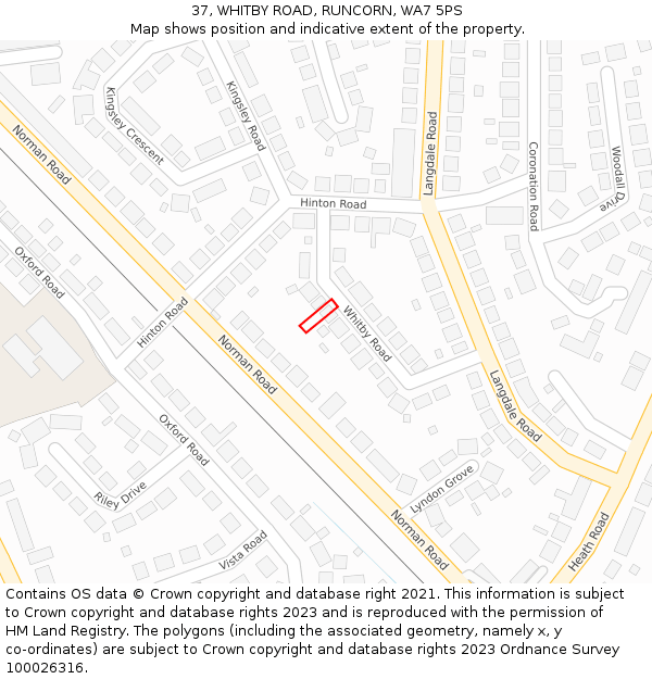 37, WHITBY ROAD, RUNCORN, WA7 5PS: Location map and indicative extent of plot