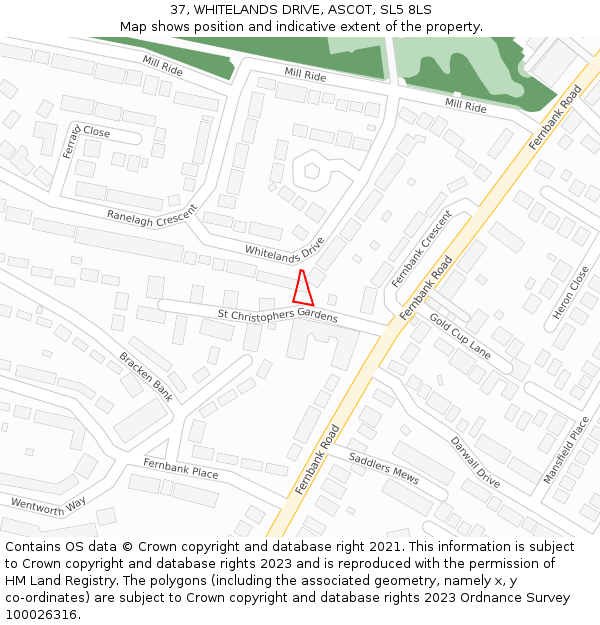 37, WHITELANDS DRIVE, ASCOT, SL5 8LS: Location map and indicative extent of plot
