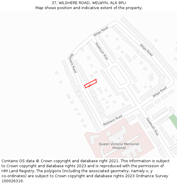 37, WILSHERE ROAD, WELWYN, AL6 9PU: Location map and indicative extent of plot