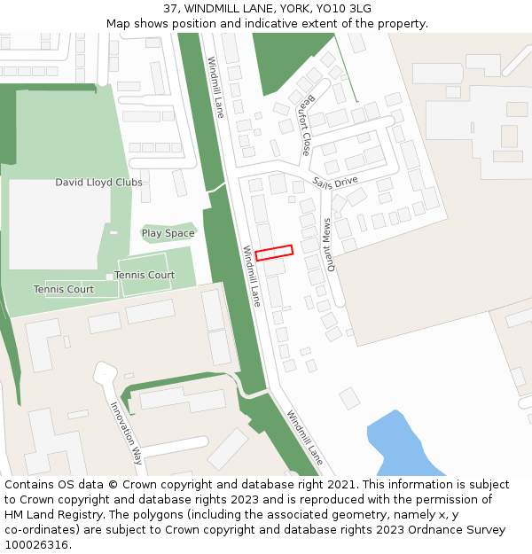 37, WINDMILL LANE, YORK, YO10 3LG: Location map and indicative extent of plot