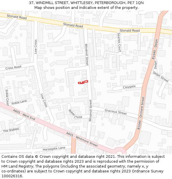 37, WINDMILL STREET, WHITTLESEY, PETERBOROUGH, PE7 1QN: Location map and indicative extent of plot