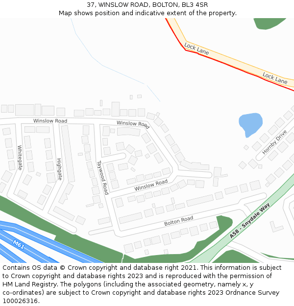 37, WINSLOW ROAD, BOLTON, BL3 4SR: Location map and indicative extent of plot